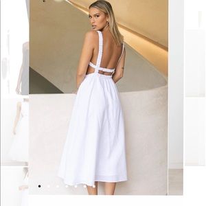 Petal and Pup White Esther Backless Midi Dress